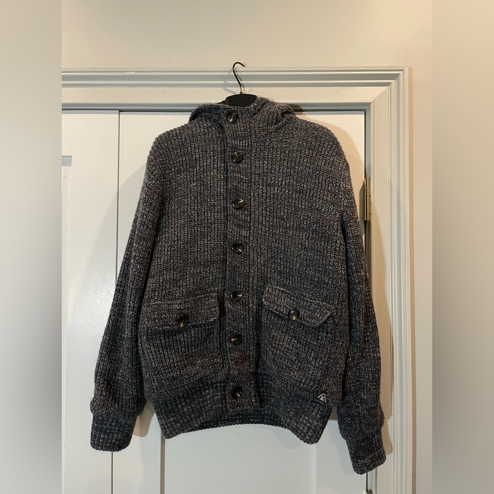 American Stitch Men's Knit Hooded Sweater Jacket Medium